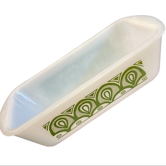 Glasbake by Jeannette Other - 𝅺glasbake loaf pan, rare pattern, mid century modern, milk glass